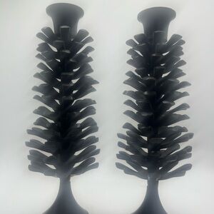 Iron Pinecone Candleholders Set of 2